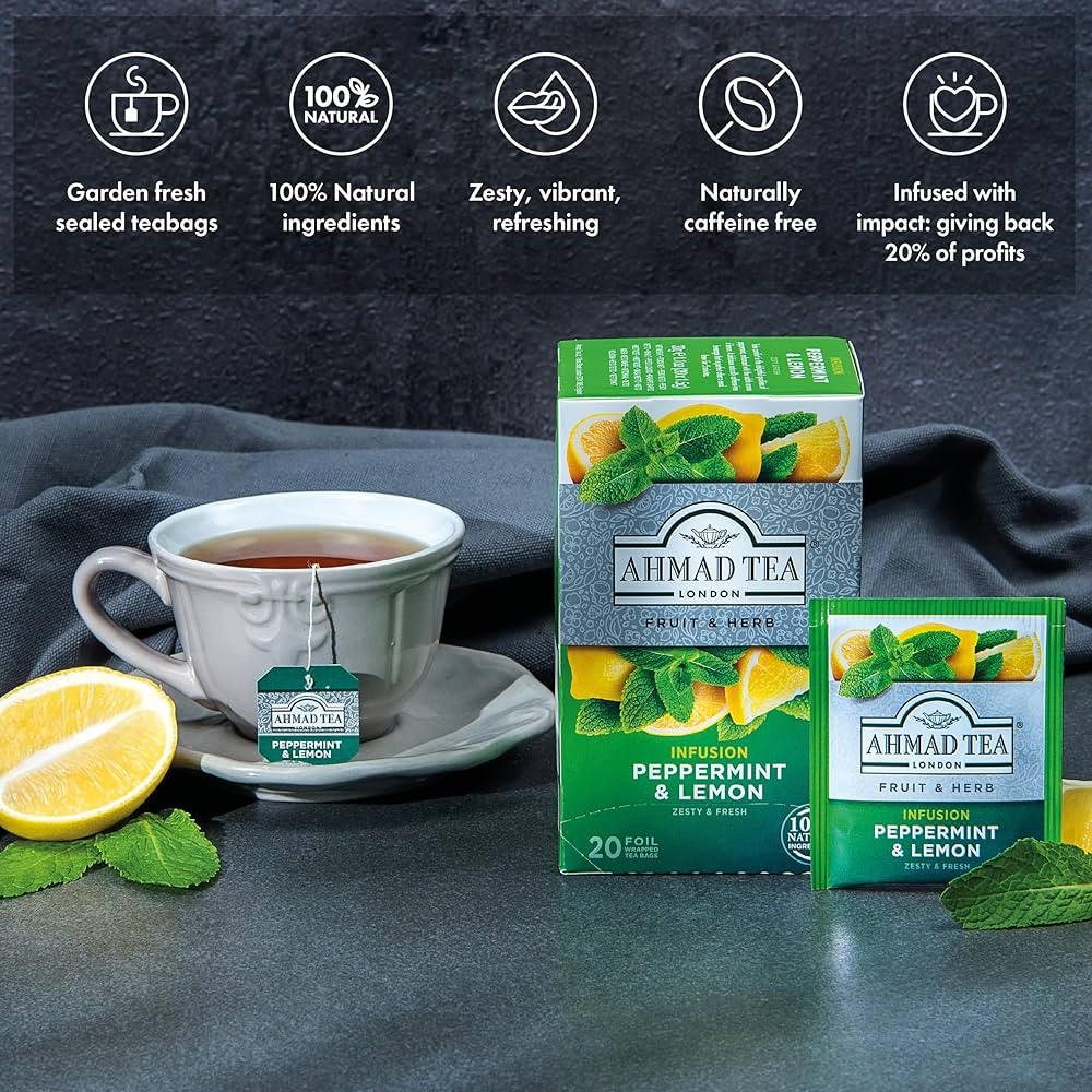 Ahmad Tea - Peppermint & Lemon Tea 20 Bags - 30g | Amazon (US)