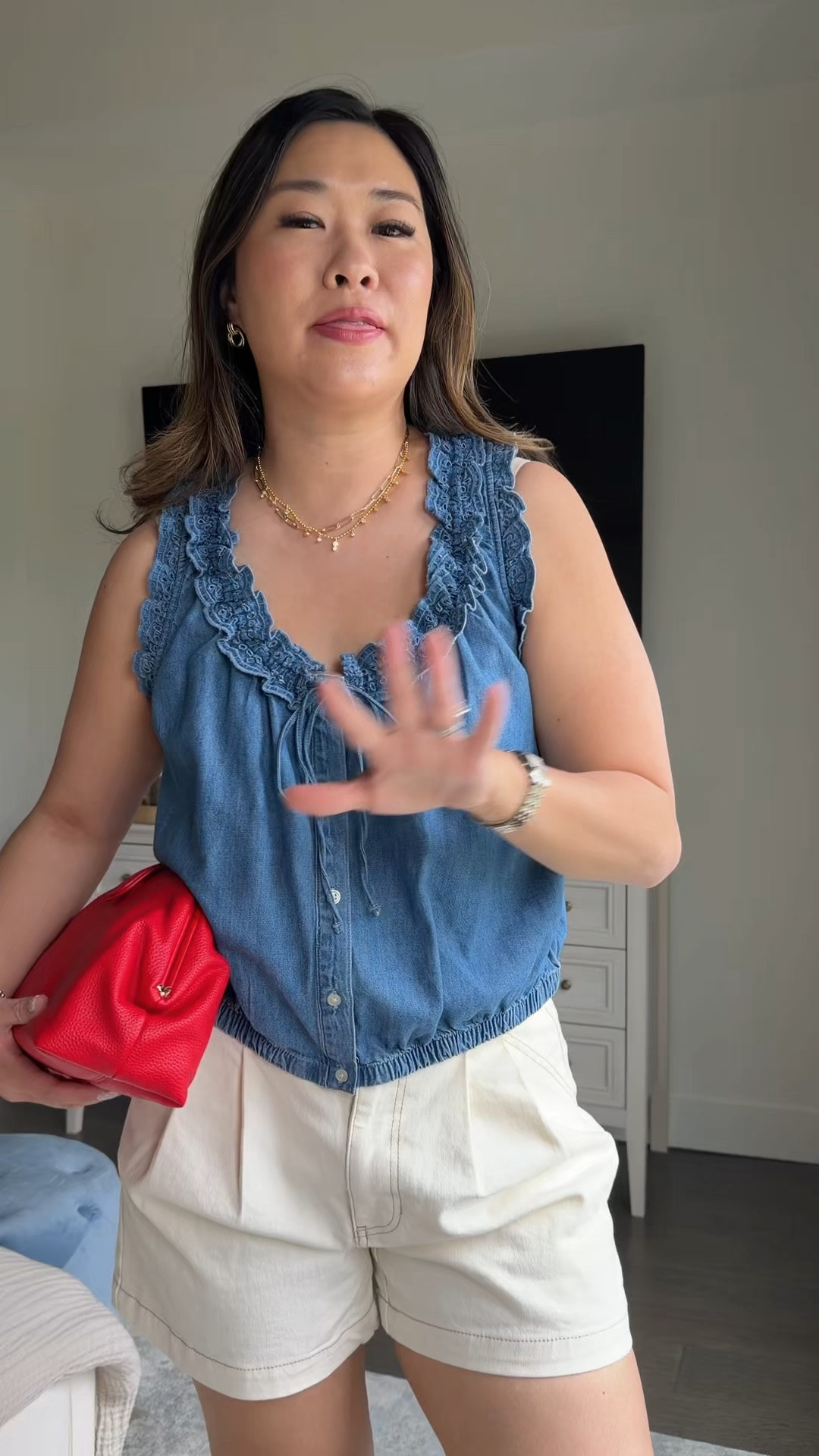 Walmart Spring Outfit
Tank: Medium
Shorts: 8
Love the pops of red!
