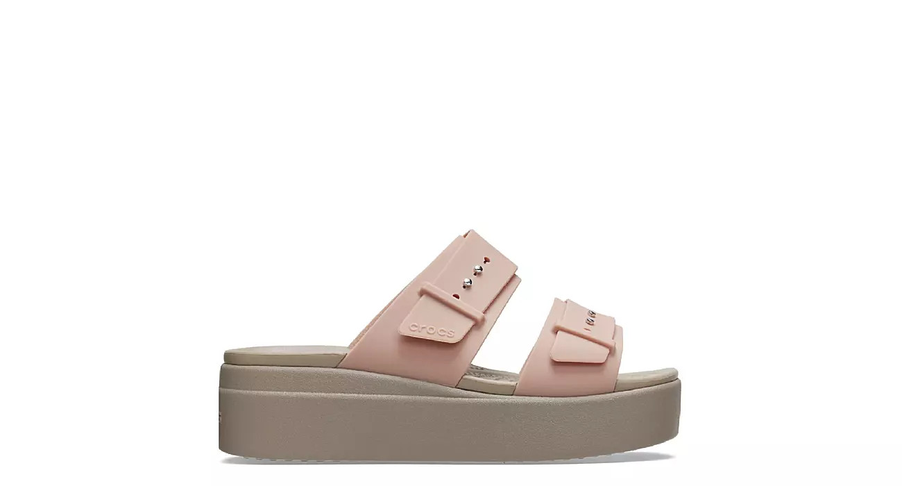 Crocs Womens Brooklyn Buckle Low Wedge Sandal - Blush | Rack Room Shoes