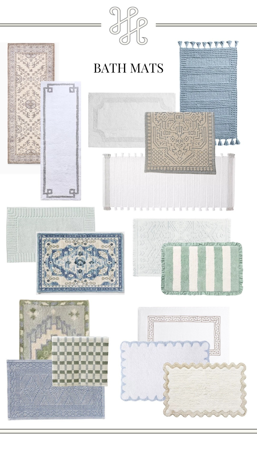 Blue, White, Green & Tan bath mats and runners for your bathroom refresh. 

#LTKFindsUnder50 #LTKHome #LTKSaleAlert