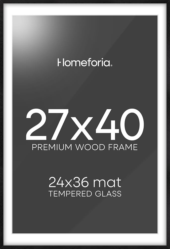 Homeforia 27x40 Picture Frame Black Wood, High End Oak 27x40 Large Picture Frames with Mat 24x36 ... | Amazon (US)