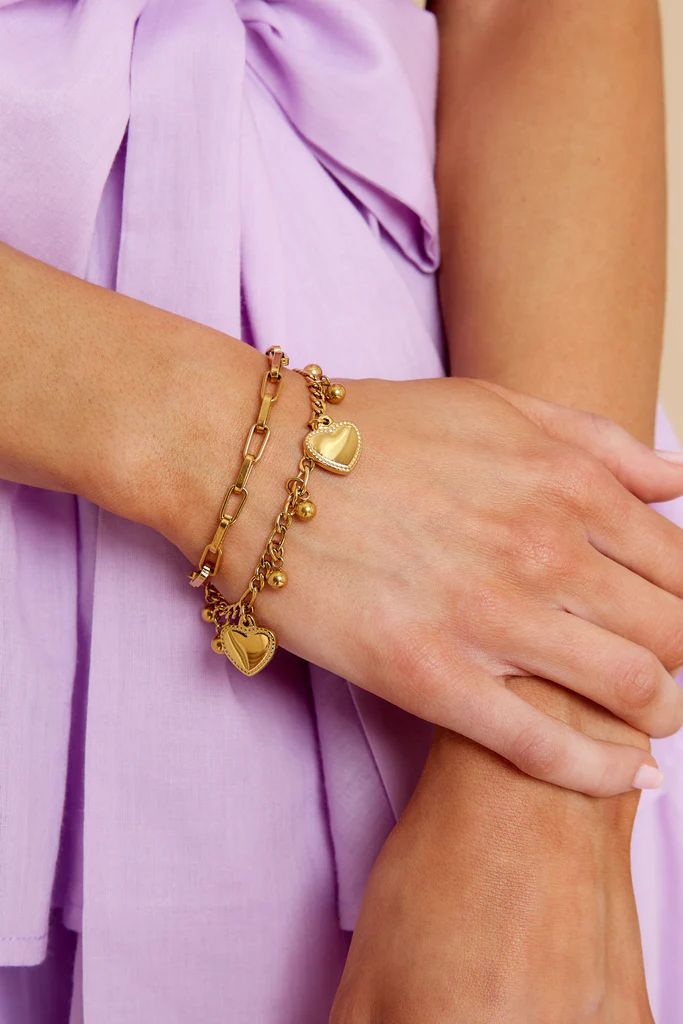 Juliet Heart Gold Bracelet | Red Dress 