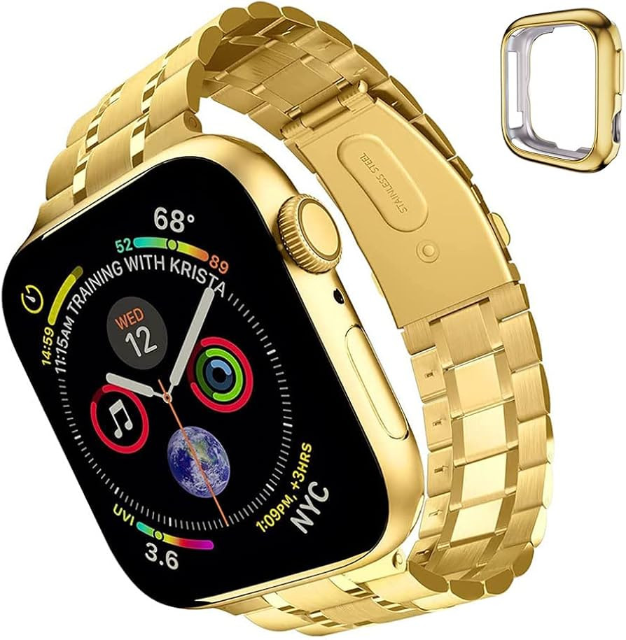 chuangshiji Compatible with Apple Watch Band 38mm 40mm 42mm 44mm, Solid Stainless Steel metal Wri... | Amazon (US)