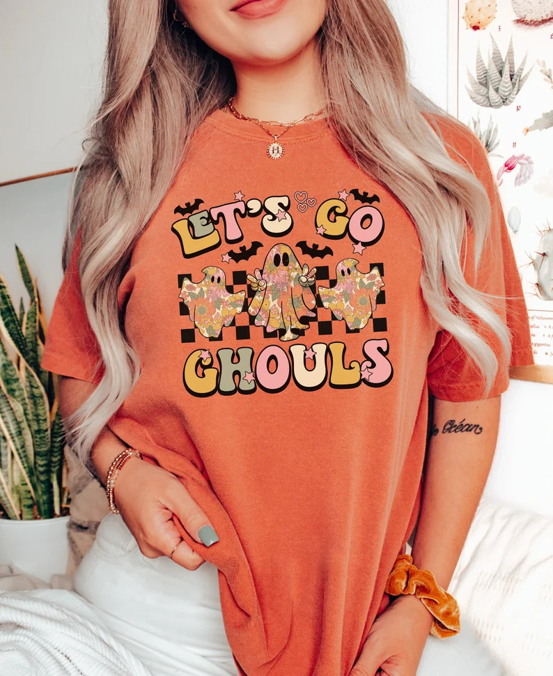 Retro Halloween Comfort Colors®lets Go Ghouls Shirt, T-shirt Halloween Shirt, Retro Fall Shirt, ... | Etsy (US)
