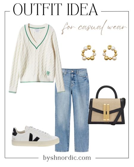 Check out this chic weekend outfit that includes a cute white jumper, denim trousers, white and gold earrings, and more!

#casualstyle #modestlook #ukfashion #outfitidea

#LTKSeasonal #LTKU #LTKstyletip