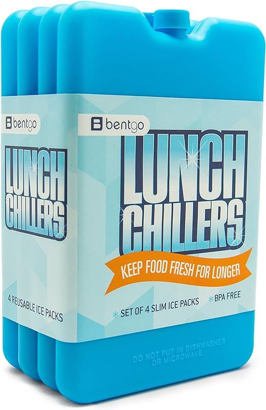Bentgo Ice Lunch Chillers Ultra-thin Ice Packs (4 Pack - Blue) | Amazon (US)