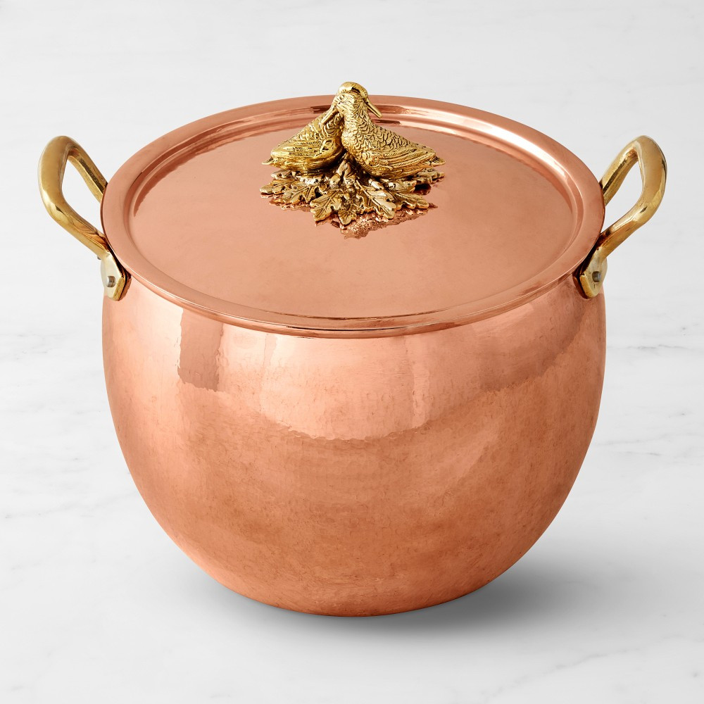 Ruffoni Historia Hammered Copper Stock Pot, 14-Qt., Lovebirds Knob | Williams-Sonoma