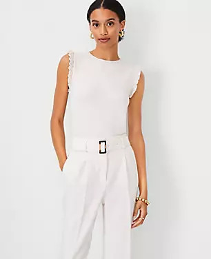 Petite Ruffle Shoulder Sweater Shell | Ann Taylor (US)