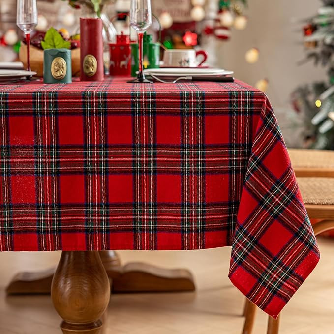 Joyfol Day Christmas Checkered Tablecloth, Red Tartan Plaid Table Cloths, Washable Square Winter ... | Amazon (US)