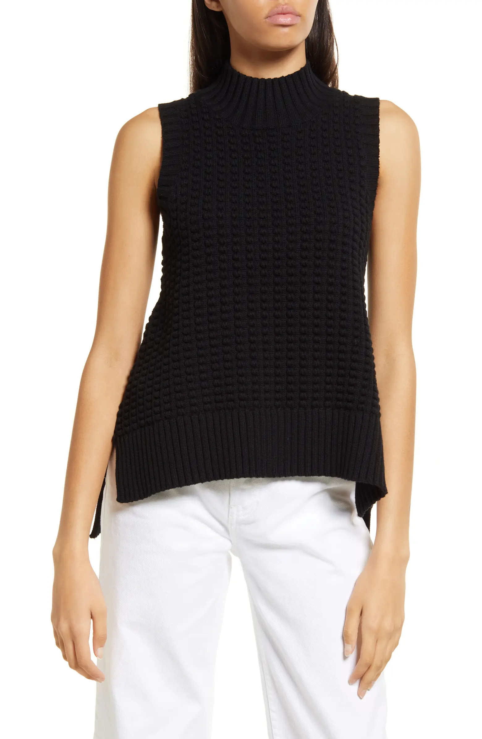 Mozart Popcorn Stitch Sleeveless Cotton Sweater | Nordstrom