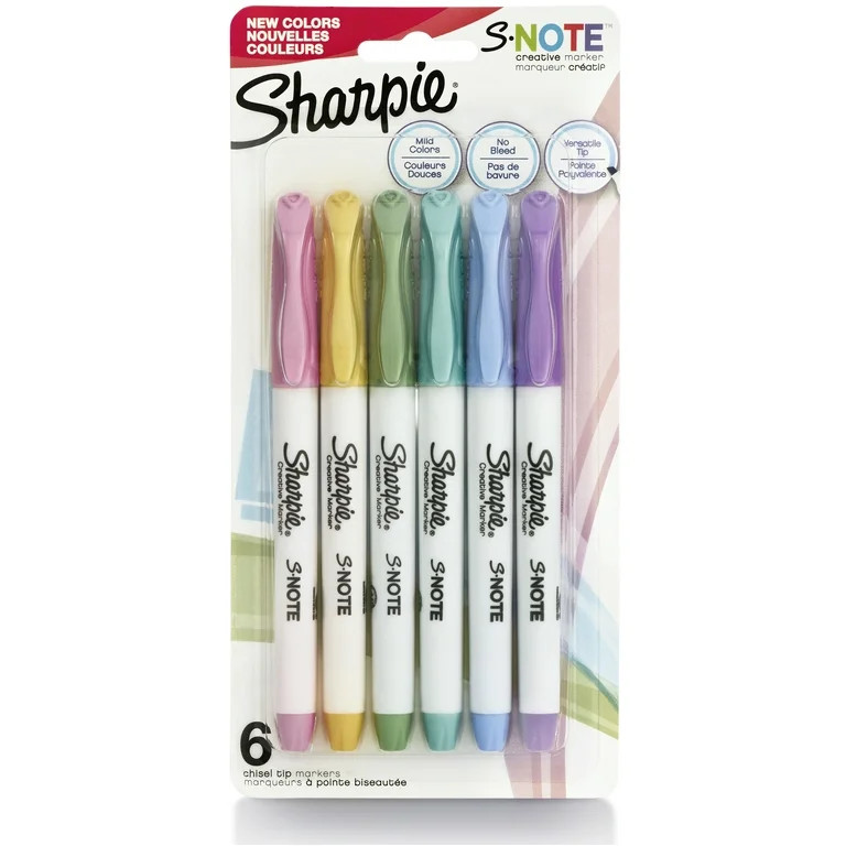 Sharpie S-Note Creative Markers, Highlighters, Assorted Colors, Chisel Tip, 6 Count | Walmart (US)