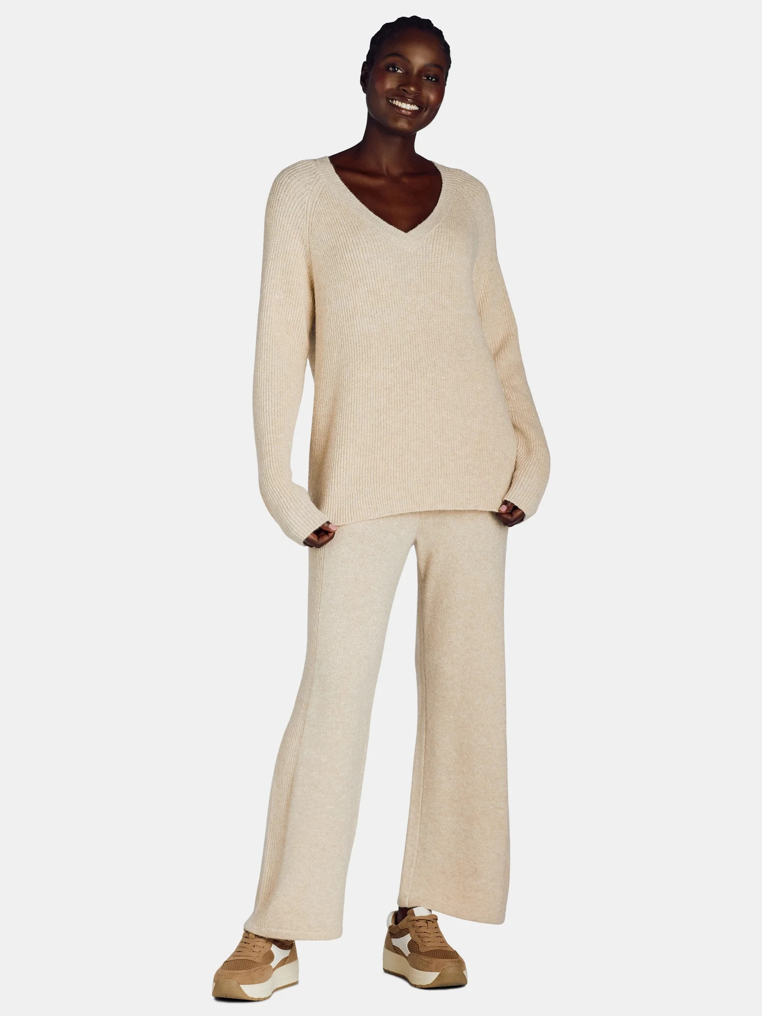 Time and Tru Woman's Long Sleeve Sweater and Pants Set, 2-Piece, Sizes XS-XXXL | Walmart (US)