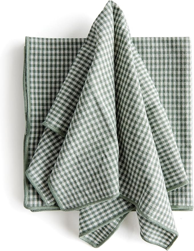 Napa Home & Garden 18" Vibrant Green Plaid Cotton Dinner Cloth Napkins Set of 4 All Seasons Sprin... | Amazon (US)