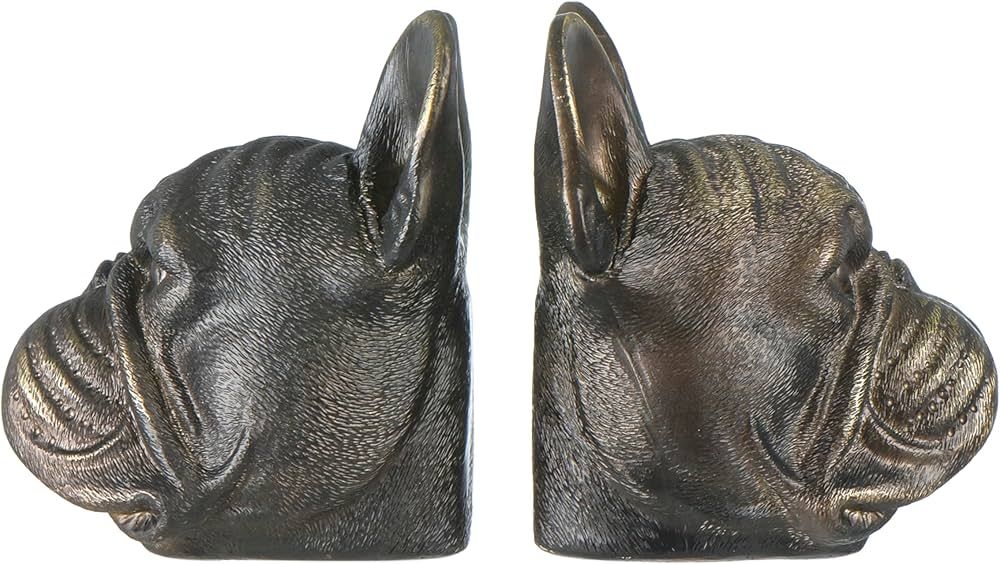 Creative Co-Op Decorative Antique Resin Dog Head Bookends, Bronze, Set of 2 | Amazon (US)