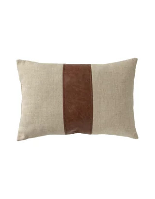 Jute Leather Panel Decorative Pillow | Belk
