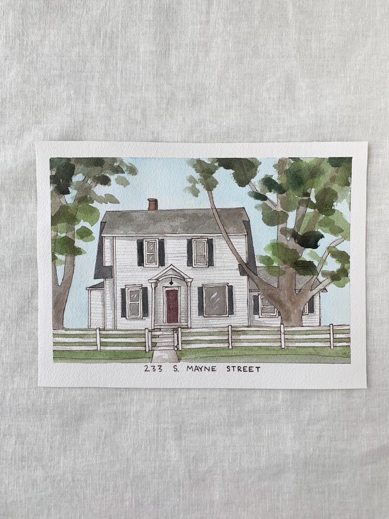 House Portrait with Street address, Or Family Name. | Etsy (US)