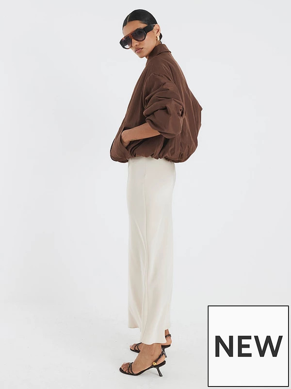 River Island Technical Bubble Hem Jacket - Brown | Very (UK)