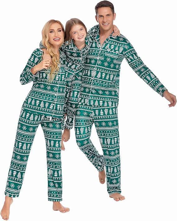 Ekouaer Christmas Family Matching Pajamas Long Sleeve Button Down Pj Set Festival Party Sleepwear | Amazon (US)