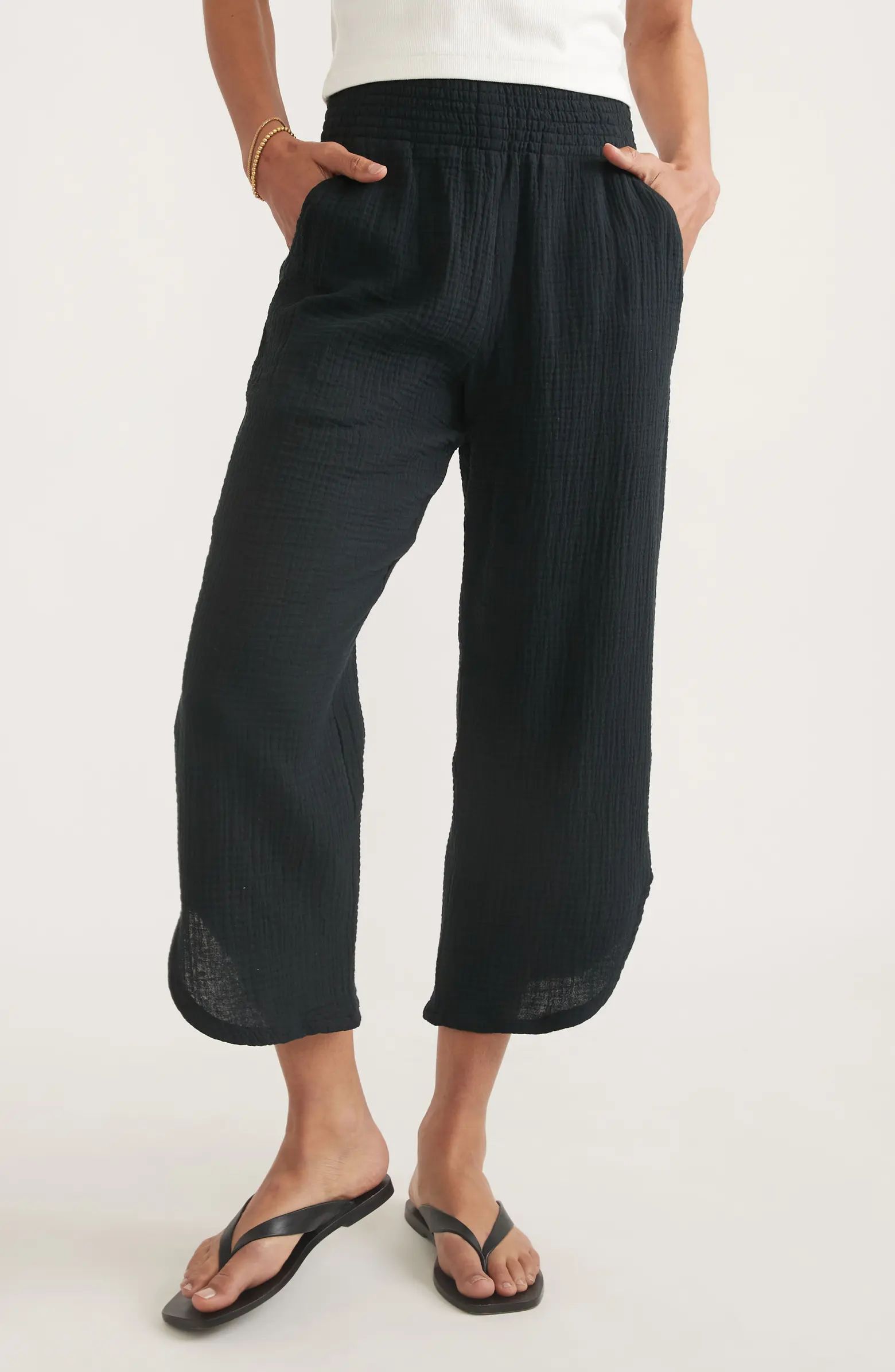 Corinne Wide Leg Double Cloth Cotton Pants | Nordstrom