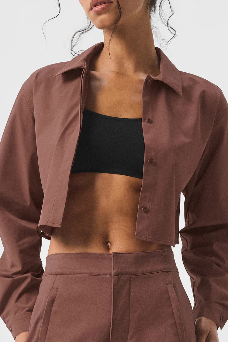 Cropped Take Me Out Button Up - Chestnut | Alo Yoga (US)