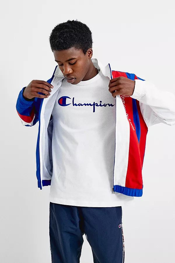 Champion Script Logo White T-Shirt | Urban Outfitters UK