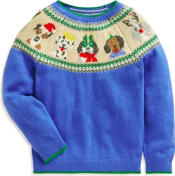 Mini Boden Kids' Fair Isle Dog Crewneck Sweater | Nordstrom | Nordstrom