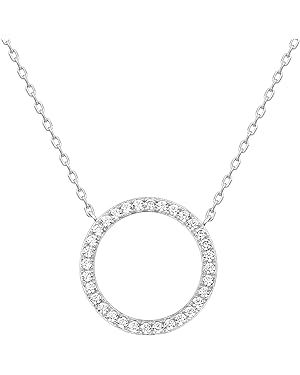 PAVOI 14K Gold Plated Dainty Halo Pendant Necklace | Layering Necklace | Amazon (US)