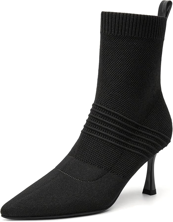 NEWBELLA COSY Women's Pointed Toe Ankle Boots - 3 Inch Kitten Heel Dressy Booties, Slip-On Winter... | Amazon (US)