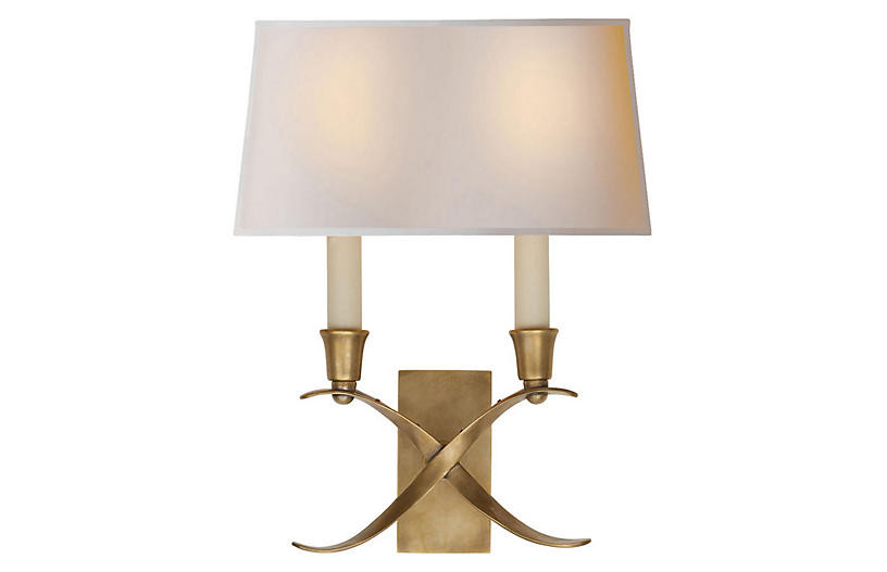 Small Cross Bouillotte Sconce, Brass | One Kings Lane