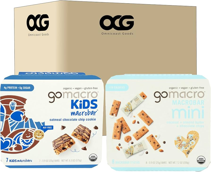 Go Macro Kids Oatmeal Chocolate Chip Protein Bars, Coconut Almond Butter Chocolate Chip Bars, Org... | Amazon (US)