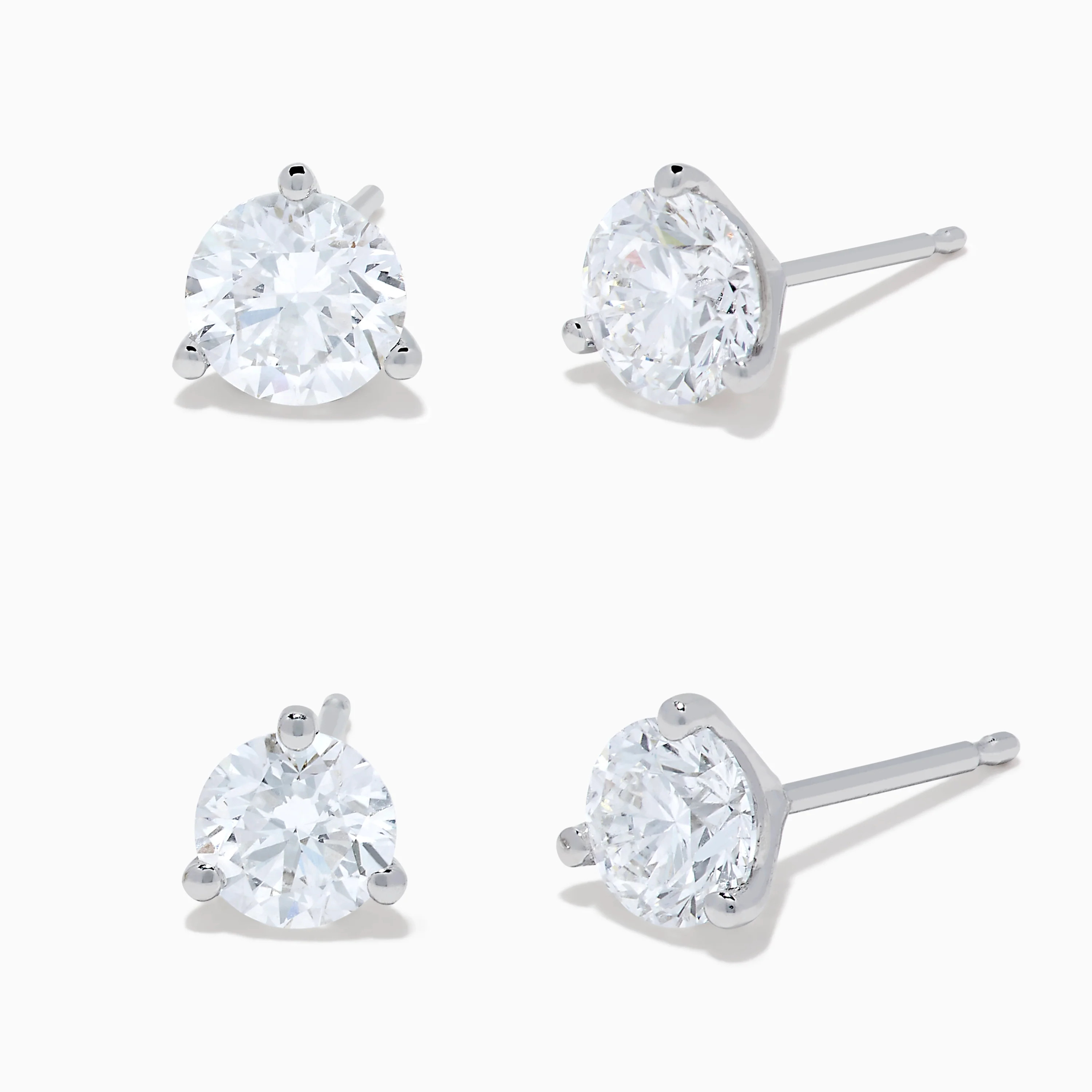 BOGO Lab Grown Diamond Stud Earrings 2TCW + 1TCW in 14K White Gold | Effy Jewelry