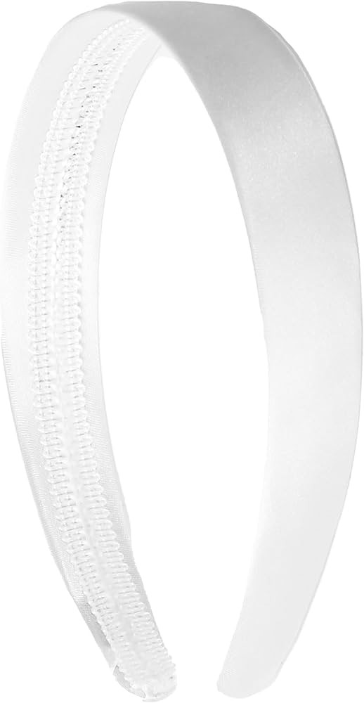 White 1 Inch Satin Hard Headband | Amazon (US)