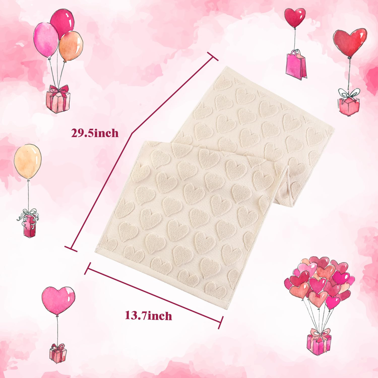 2 Pack Valentines Hand Towels Beige Heart Bathroom Decorative Towels Set Valentines Day Decoratio... | Amazon (US)