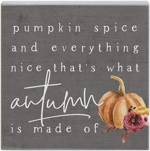 Simply Said, INC Small Talk Squares, Pumpkin Spice and Everything Nice- Rustic Wooden Sign 5.25 x... | Amazon (US)