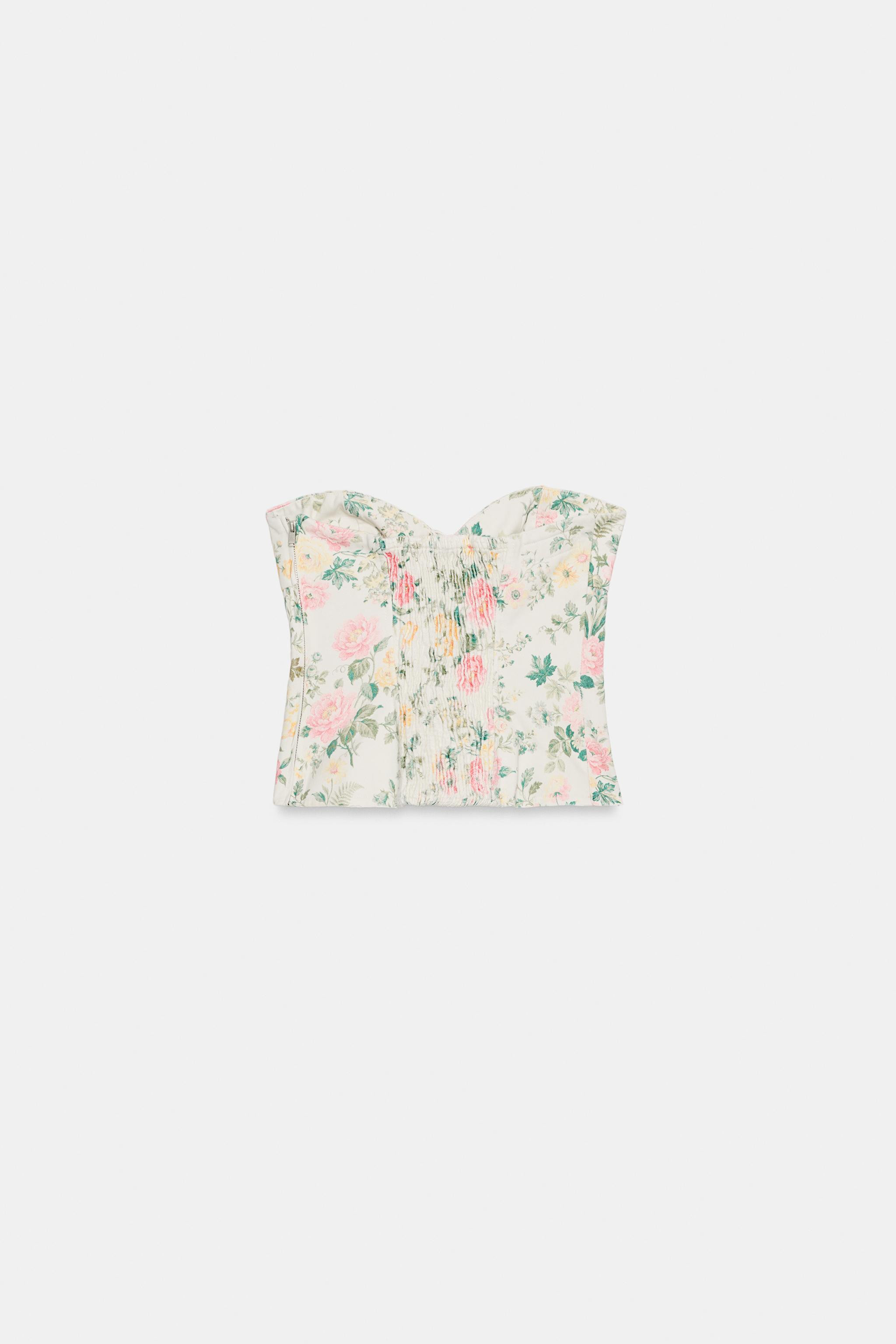 FLORAL CORSET WITH TIE | Zara UK