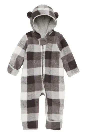 Infant Nordstrom Baby Check Fleece Hooded Bunting, Size Newborn - Ivory | Nordstrom