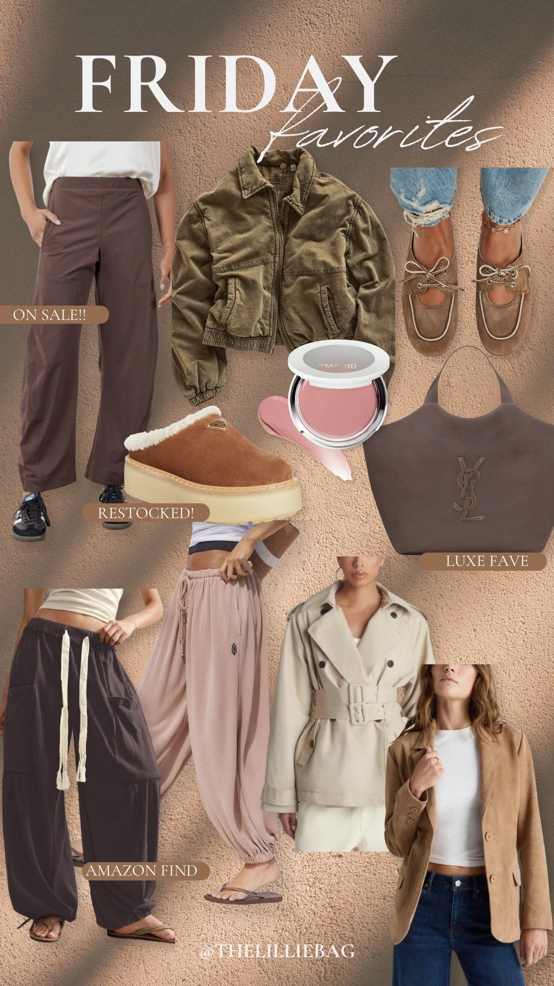 Friday Favorites 🤎
A good mix of elevated basics, cozy fall finds, and a few luxe-looking pieces I’m loving lately. The Amazon pants are still such a good find, those loafers are too cute, and this YSL tote is a forever fave. Also keeping an eye on that trench + blazer moment for fall layering. ✨

fall fashion, Friday favorites, Amazon pants, women’s trousers, fall loafers, suede shoes, trench coat, fall blazer, YSL tote, neutral outfits, elevated basics, fall accessories, transitional outfits, women’s fall style

#LTKSeasonal #LTKSaleAlert