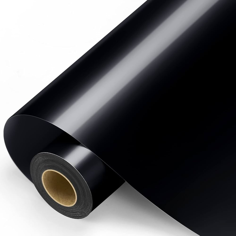 Black Permanent Vinyl - Glossy Black Adhesive Vinyl Roll for All Cutting Machine, Permanent Outdo... | Amazon (US)