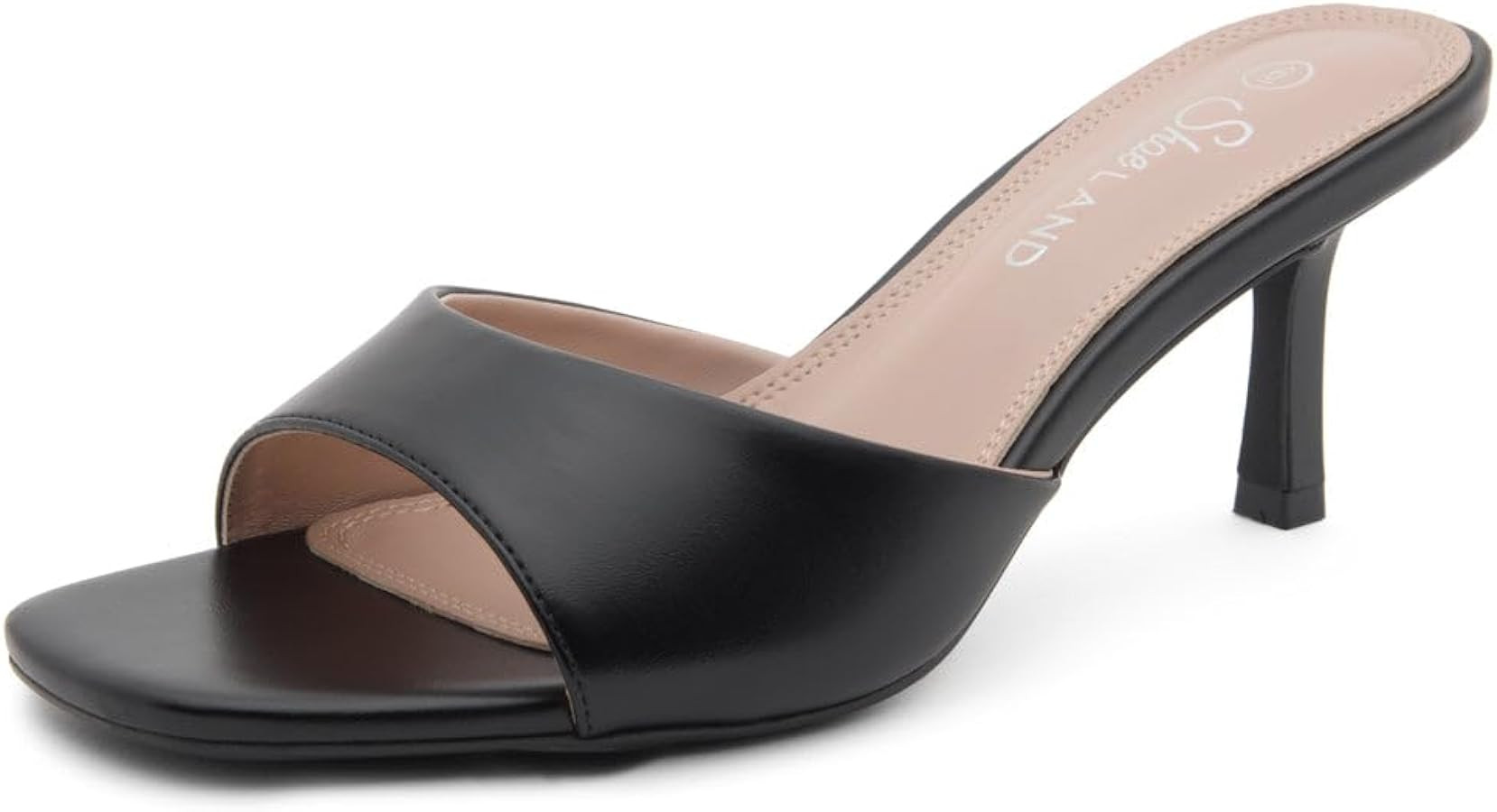 Shoe Land Deverena Womens Low Heels Stilleto Heeled Slides Open Toe One Band Slip on Heeled Mules... | Amazon (US)