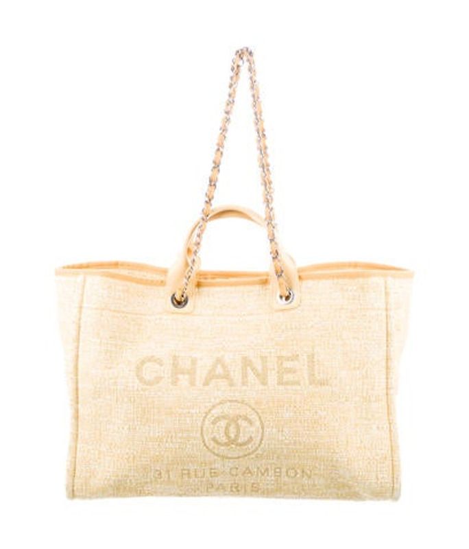 Chanel 2018 Large Deauville Shopping Tote Yellow Chanel 2018 Large Deauville Shopping Tote | The RealReal