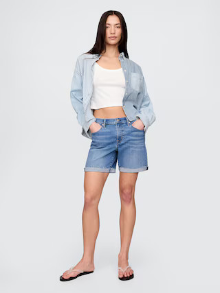 5" Mid Rise Denim Girlfriend Shorts | Gap (US)