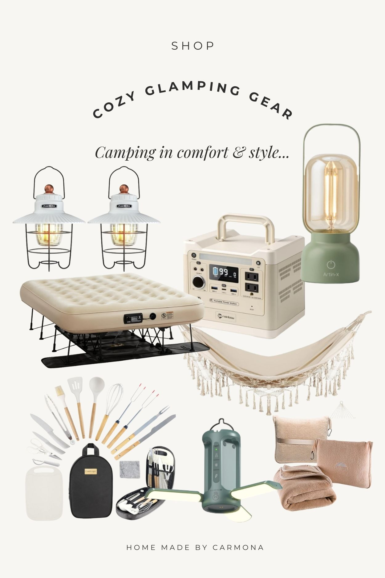 Glam Camping Gear | Cozy tents, mini generator or battery pack, lighting, and loungy camp gear 

 #LTKActive #LTKTravel