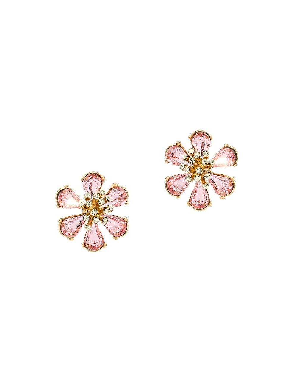 Goldtone & Glass Crystal Flower Button Earrings | Saks Fifth Avenue