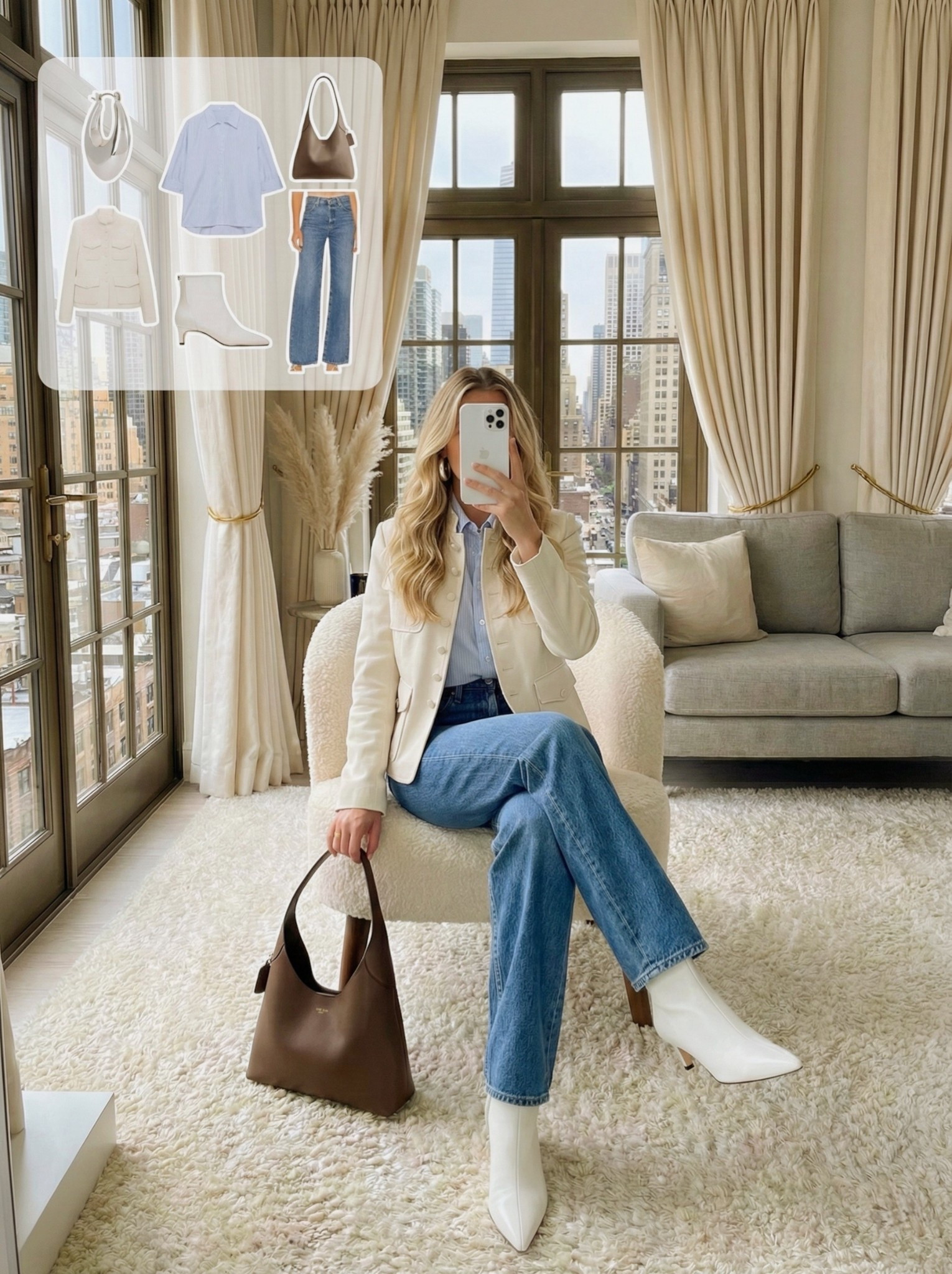 ✨ Classic Light Neutrals ✨

A fresh, polished look built around crisp whites and soft blues. The tailored cream jacket instantly elevates the outfit, layered over a classic button down and paired with straight leg denim for a timeless, everyday silhouette.

Finished with white pointed boots and a structured brown bag for the perfect balance of clean and warm tones. Ideal for work days, brunch, or city errands.

🤍 Style Notes:
• Tailored cream jacket for a refined finish
• Classic blue button down for effortless polish
• Straight leg denim for a flattering fit
• White pointed boots to brighten the look
• Structured brown bag to add contrast

Everything linked and ready to shop ✨