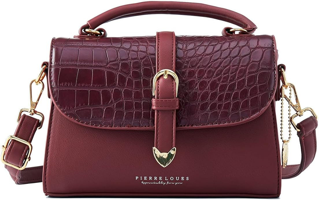 Retro Satchel Crossbody Handbags for Women, Trendy Crocodile Designer Leather Flap Top Handle Pur... | Amazon (US)