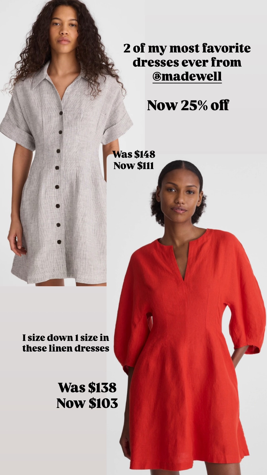 25% off these best selling linen dresses @Madewell 

I size down 1 size in their line dresses 

Use code FRESH for 25% off

#LTKootd #LTKOver40 #LTKSaleAlert