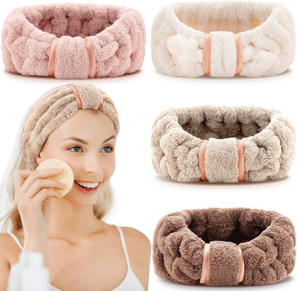 WILLBOND 4 Pack Microfiber Spa Facial Makeup Headbands Elastic Terry Cloth Head Wrap for Women Gi... | Amazon (US)