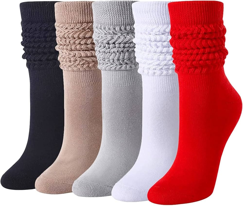 Zmart Women's Slouch Socks Scrunch Socks Slouchy Scrunchie Boot Socks 4-5 Pairs | Amazon (US)
