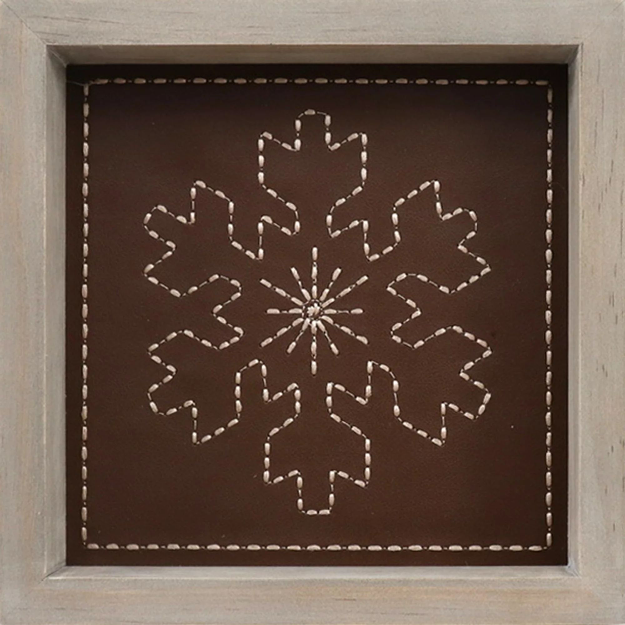 7 in x 7 in Traditional Embroidered PU Leather Snowflake Mounted on MDF and Framed with Pinewood,... | Walmart (US)
