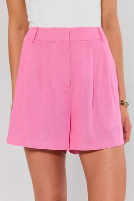 Pink Pleated Trouser Shorts | Avara